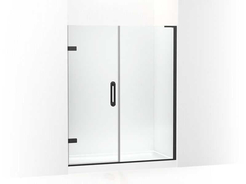 KOHLER K-27619-10L-BL Matte Black Components Frameless pivot shower door, 71-3/4" H x 58 - 58-3/4" W, with 3/8" thick Crystal Clear glass