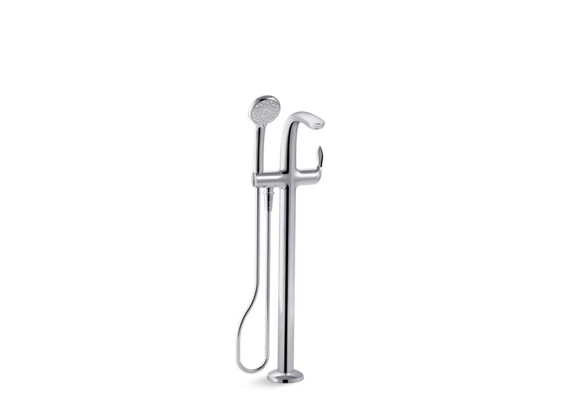 KOHLER K-T97334-4-CP Refinia floor-mount bath filler trim with handshower