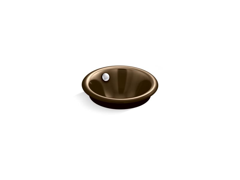 KOHLER K-20211-P5-KA Iron Plains Round Drop-in/undermount vessel bathroom sink with Iron Black painted underside