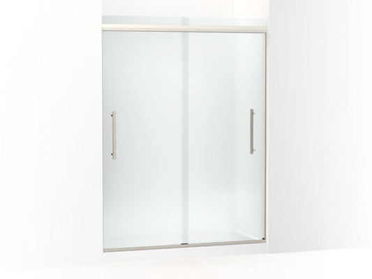 KOHLER K-707600-8D3-BNK Anodized Brushed Nickel Pleat Frameless sliding shower door, 79-1/16" H x 54-5/8 - 59-5/8" W, with 5/16" thick Frosted glass