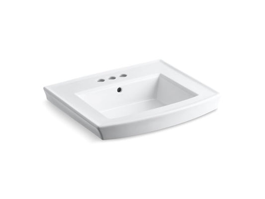 KOHLER K-2358-4-0 White Archer Pedestal bathroom sink with 4" centerset faucet holes