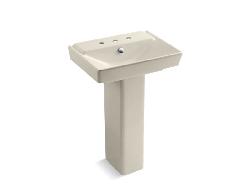 KOHLER K-5152-8-47 Rêve 23" pedestal bathroom sink with 8" widespread faucet holes