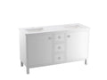 KOHLER K-CM99511-BD1-1WA Jacquard 60" Bathroom Vanity Cabinet With Sinks And Quartz Top In Linen White