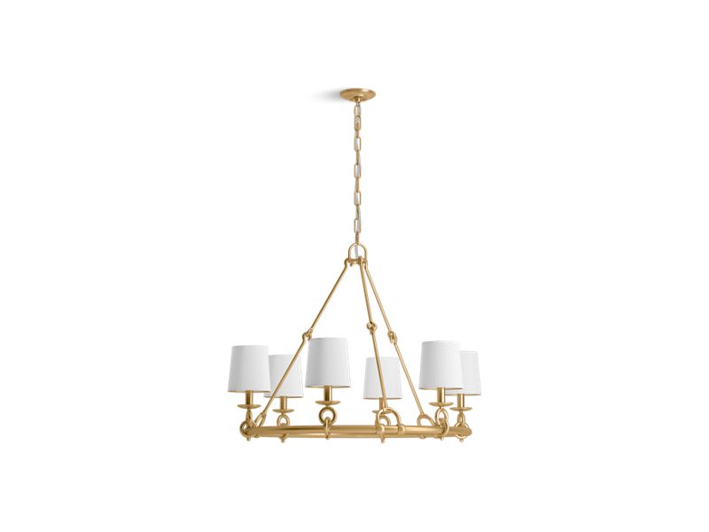 KOHLER K-27749-CH06-2GL Brushed Moderne Brass Terret 36" six-light chandelier