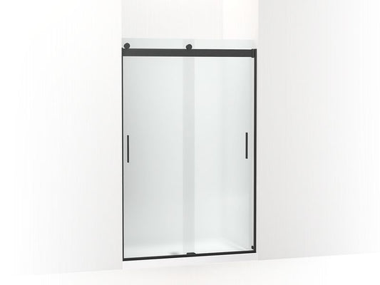 KOHLER K-706008-D3-BL Matte Black Levity Sliding shower door, 74" H x 43-5/8 - 47-5/8" W, with 1/4" thick Frosted glass