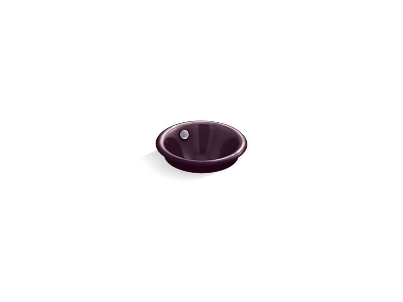 KOHLER K-20211-PL-PLM Iron Plains Round Drop-in/undermount vessel bathroom sink with Black Plum painted underside