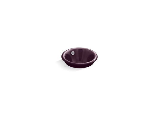 KOHLER K-20211-PL-PLM Iron Plains Round Drop-in/undermount vessel bathroom sink with Black Plum painted underside