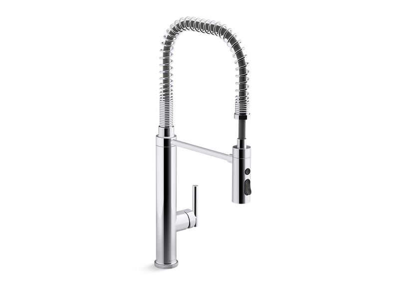 KOHLER K-24982-CP Polished Chrome Purist Semi-professional kitchen sink faucet with three-function sprayhead