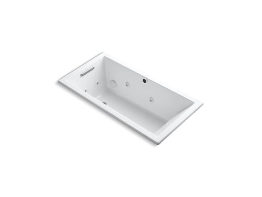 KOHLER K-1167-JH-0 White Underscore 60" x 30" heated whirlpool bath with end drain