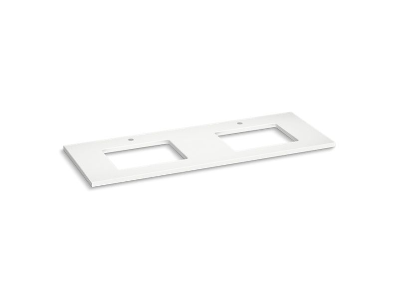 KOHLER K-28258-MMW Miami White Silestone 61" quartz vanity top with two rectangular cutouts