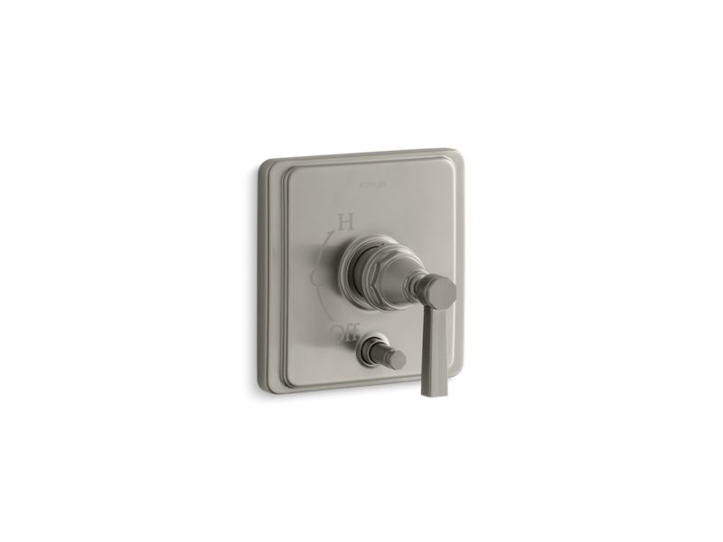 KOHLER K-T98757-4B-BN Pinstripe Rite-Temp(R) pressure-balancing valve trim with diverter and grooved lever handle, valve not included