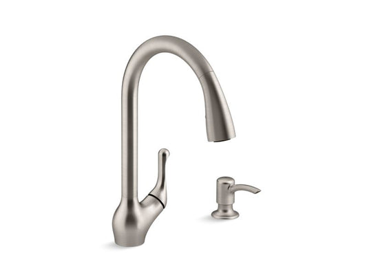 KOHLER K-R78035-SD-VS Vibrant Stainless Barossa Touchless pull-down kitchen faucet with soap/lotion dispenser