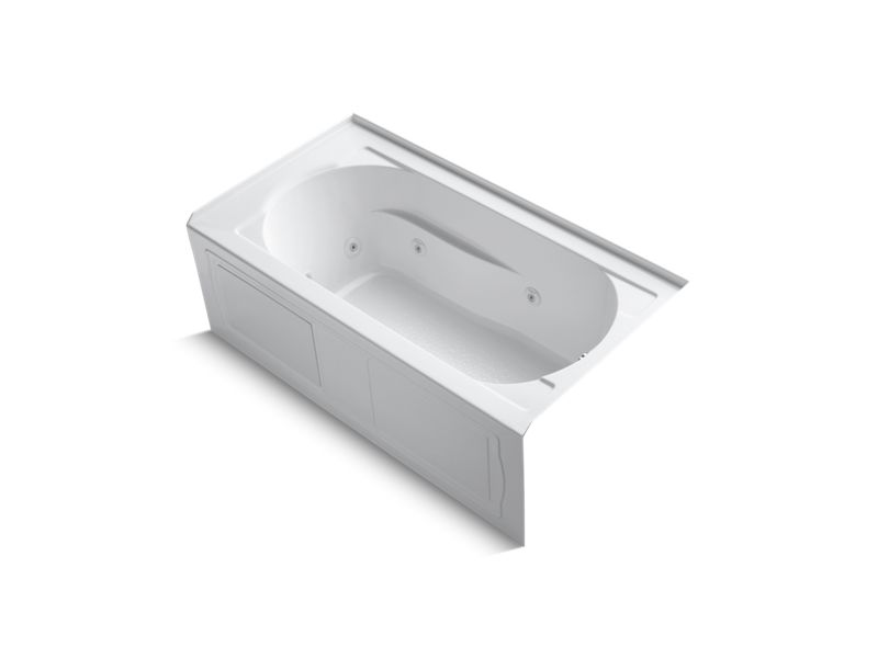 KOHLER K-1357-RAW-0 Devonshire 60" x 32" alcove whirlpool bath with integral apron, integral flange, right-hand drain, and Bask heated surface