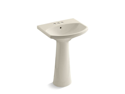 KOHLER K-2362-4-47 Almond Cimarron Pedestal bathroom sink with 4" centerset faucet holes
