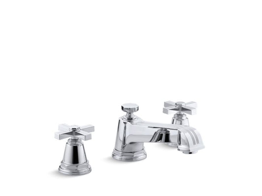 KOHLER K-T13140-3B-CP Pinstripe Deck-mount bath faucet trim for high-flow valve with cross handles, valve not included