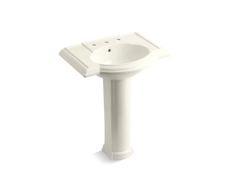 KOHLER K-2294-8-96 Devonshire 27" pedestal bathroom sink with 8" widespread faucet holes