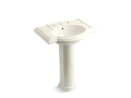 KOHLER K-2294-8-96 Devonshire 27" pedestal bathroom sink with 8" widespread faucet holes