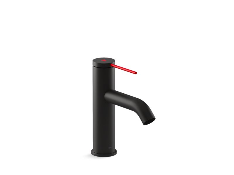 KOHLER Components K-77958-4AMU-BLR Matte Black with Red Accents Single-handle bathroom sink faucet, 1.2 gpm
