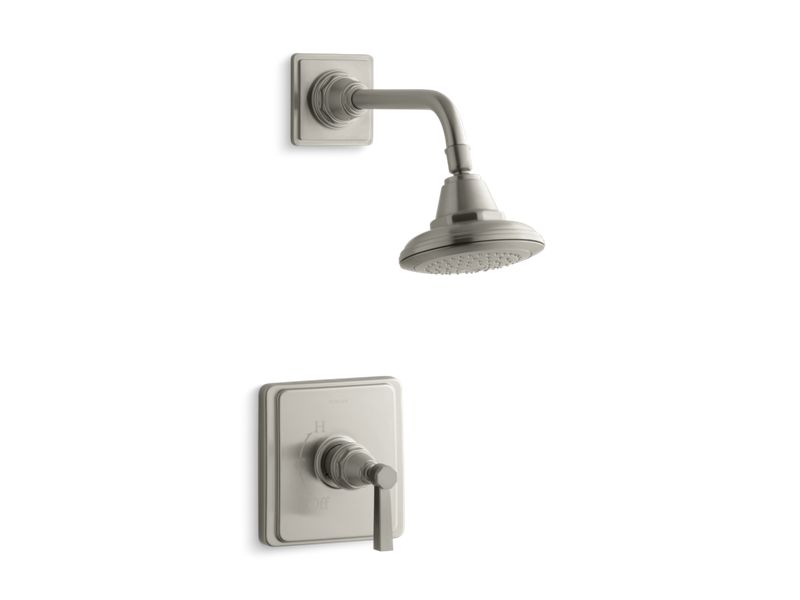 KOHLER K-TS13134-4A-BN Vibrant Brushed Nickel Pinstripe Pure Rite-Temp shower valve trim with lever handle and 2.5 gpm showerhead