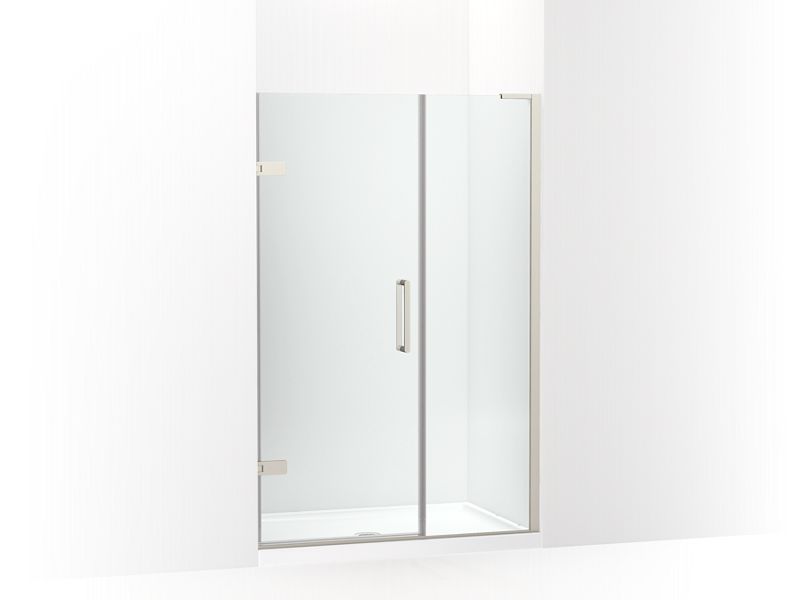 KOHLER K-27604-10L-BNK Anodized Brushed Nickel Composed Frameless pivot shower door, 71-3/4" H x 45-1/4 - 46" W, with 3/8" thick Crystal Clear glass