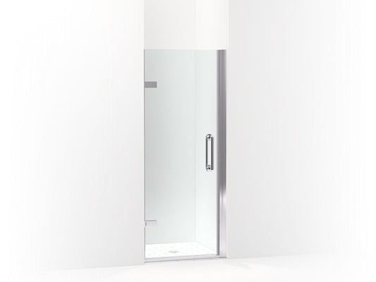 KOHLER K-27577-10L-SHP Bright Polished Silver Components Frameless pivot shower door, 71-5/8" H x 27-5/8 - 28-3/8" W, with 3/8" thick Crystal Clear glass