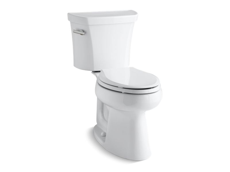 KOHLER K-3999-UT-0 White Highline Two-piece elongated 1.28 gpf chair height toilet with tank cover locks and insulated tank