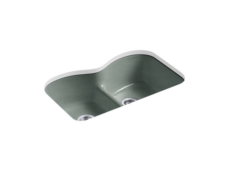 KOHLER K-6626-6U-FT Langlade 33" x 22" x 9-5/8" Smart Divide undermount double-equal kitchen sink with 6 oversize faucet holes