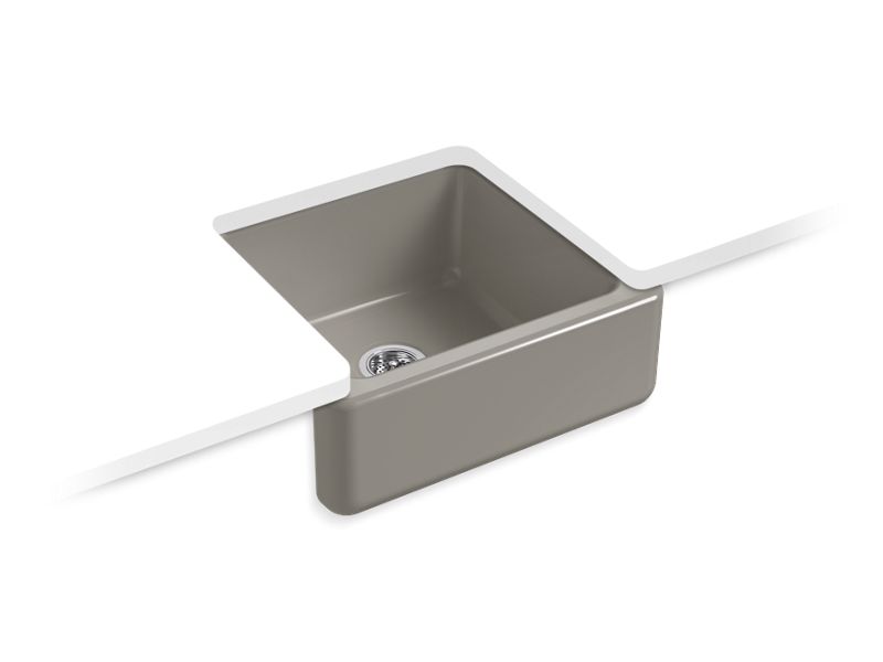 KOHLER K-5665-K4 Whitehaven 23-1/2" x 21-9/16" x 9-5/8" undermount single-bowl farmhouse sink with tall apron