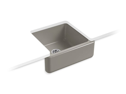 KOHLER K-5665-K4 Whitehaven 23-1/2" x 21-9/16" x 9-5/8" undermount single-bowl farmhouse sink with tall apron