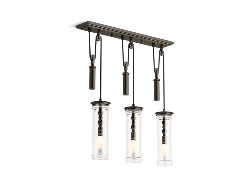 KOHLER K-23345-CH03-BZL Damask Three-light adjustable linear chandelier