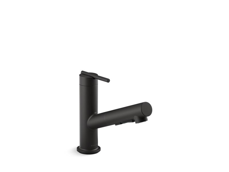KOHLER K-22976-BL Matte Black Crue Pull-out kitchen sink faucet with three-function sprayhead