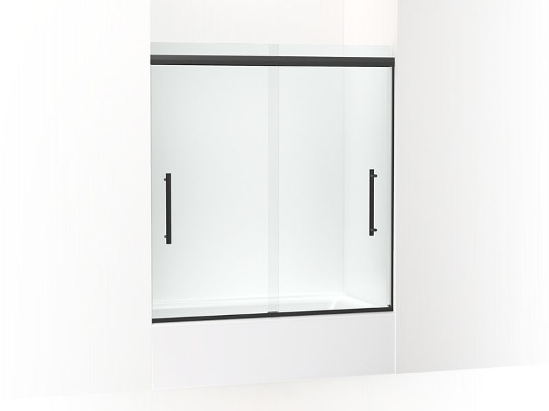 KOHLER K-707602-8L-BL Matte Black Pleat 63-9/16" H sliding bath door with 5/16" - thick glass