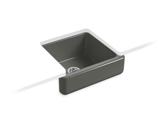 KOHLER K-5664-58 Thunder Grey Whitehaven 23-1/2" undermount single-bowl farmhouse kitchen sink