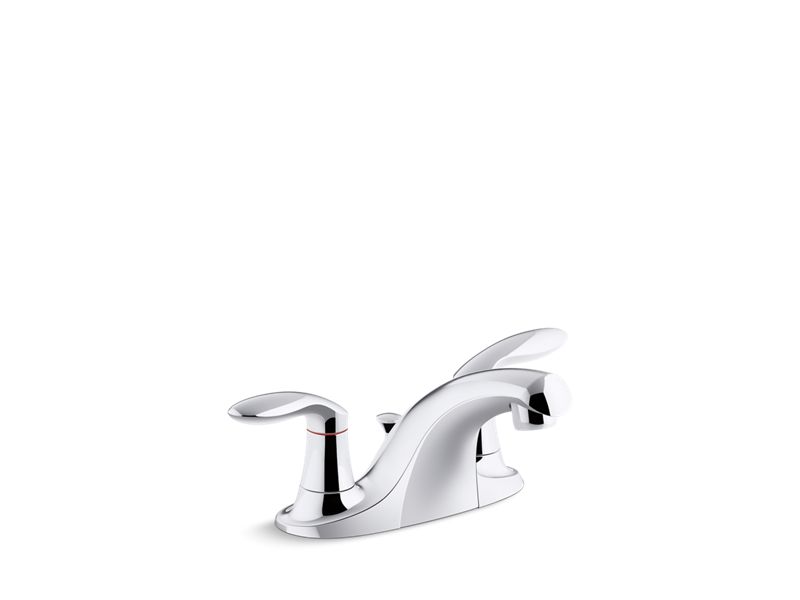 KOHLER K-P15241-4DRA-CP Polished Chrome Coralais Two-handle centerset bathroom sink faucet with plastic pop-up drain and lift rod, project pack