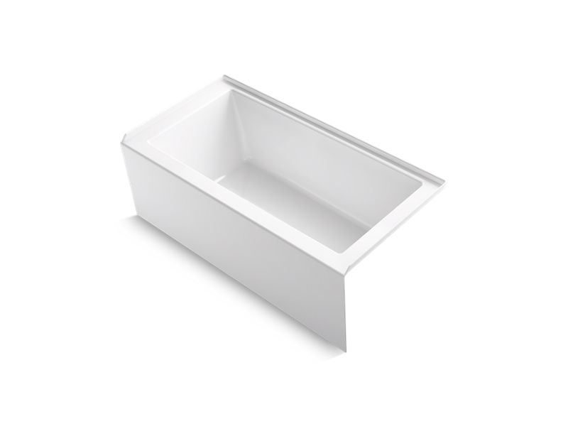 KOHLER K-1956-RA-0 White Underscore 60" x 30" alcove bath with integral apron, integral flange and right-hand drain