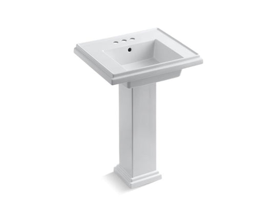 KOHLER K-2844-4-0 White Tresham 24" pedestal bathroom sink with 4" centerset faucet holes