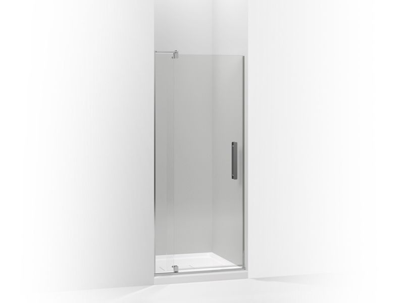 KOHLER K-707501-L-SHP Bright Polished Silver Revel Pivot shower door, 70" H x 27-5/16 - 31-1/8" W, with 5/16" thick Crystal Clear glass