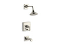 KOHLER K-T13133-4B-SN Pinstripe Rite-Temp(R) pressure-balancing bath and shower faucet trim with lever handle, valve not included
