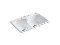 KOHLER K-6626-4-0 Langlade 33" x 22" x 9-5/8" top-mount Smart Divide double-equal kitchen sink with 3 faucet holes and one accessory hole