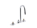 KOHLER K-7465-KN-CP Triton 0.5 gpm widespread bathroom sink base faucet with pop-up drain and gooseneck spout, requires handles