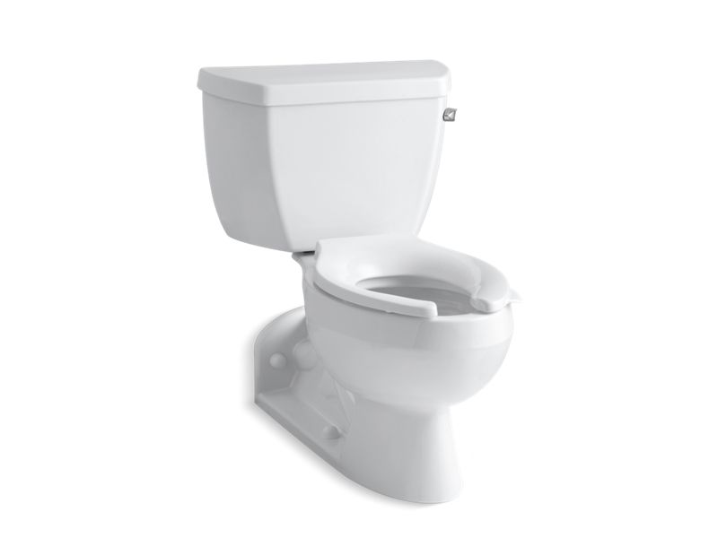 KOHLER K-3652-RA-0 White Barrington Two-piece elongated 1.0 gpf toilet with Pressure Lite flushing technology and right-hand trip lever