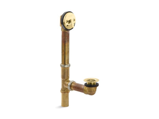 KOHLER K-11677-PB Vibrant Polished Brass Swiftflo Adjustable drain, 20-gauge brass, for 18-1/2" to 20-1/2" baths