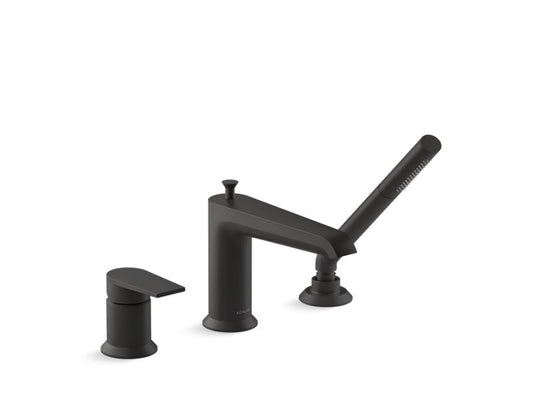 KOHLER K-97070-4-BL Matte Black Hint Deck-mount bath faucet with handshower