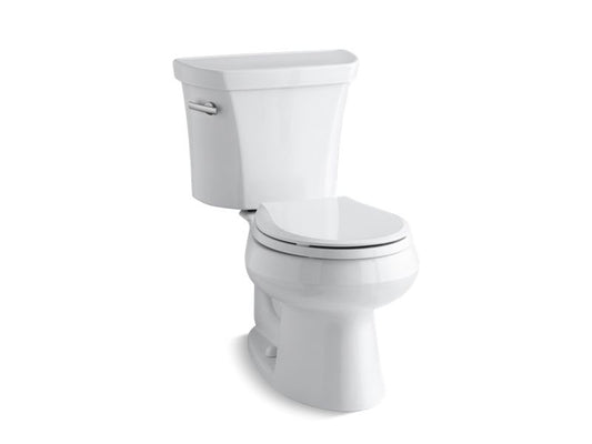 KOHLER K-3977-T-0 White Wellworth Two-piece round-front 1.6 gpf toilet with tank cover locks