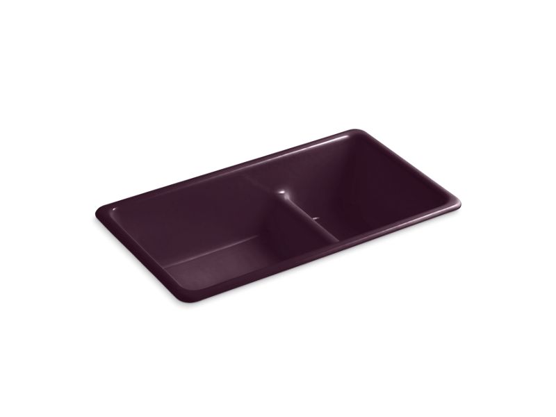 KOHLER K-6625-PLM Iron/Tones 33" x 18-3/4" x 9-5/8" Smart Divide Top-mount/undermount large/medium kitchen sink