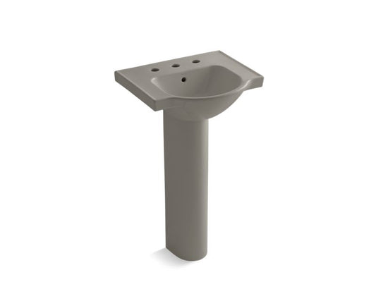 KOHLER K-5265-8-K4 Cashmere Veer 21" pedestal bathroom sink with 8" widespread faucet holes