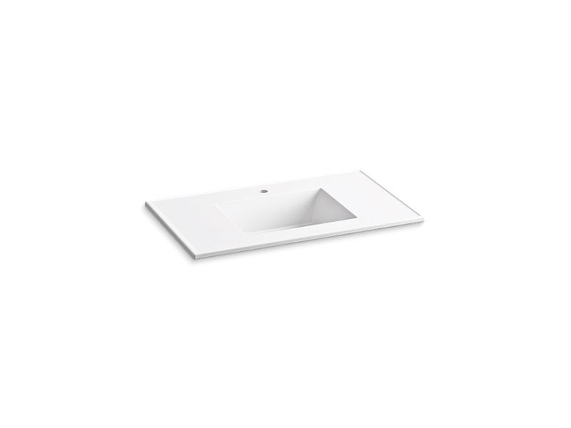 KOHLER K-2781-1-0 Ceramic/Impressions 37" rectangular vanity-top bathroom sink with single faucet hole