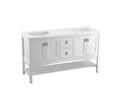 KOHLER K-CM99559-BD1-1WA Marabou 60" Bathroom Vanity Cabinet With Sinks And Quartz Top In Linen White