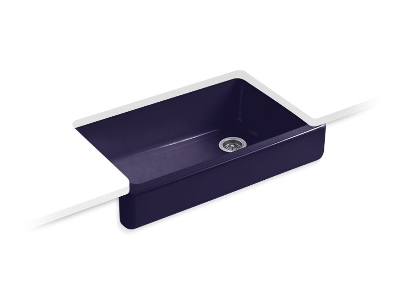 KOHLER K-6488-DGB Whitehaven 35-1/2" Undermount Single-Bowl Farmhouse Kitchen Sink In Indigo Blue