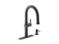 KOHLER K-R22153-SD-BL Rune Pull-down kitchen sink faucet with two-function sprayhead In Matte Black